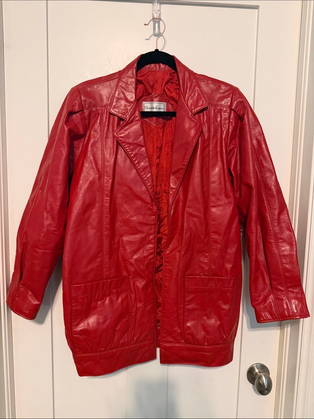 Vintage Christian Lauren 80s Classic Red Leather Blazer Jacket Size Medium